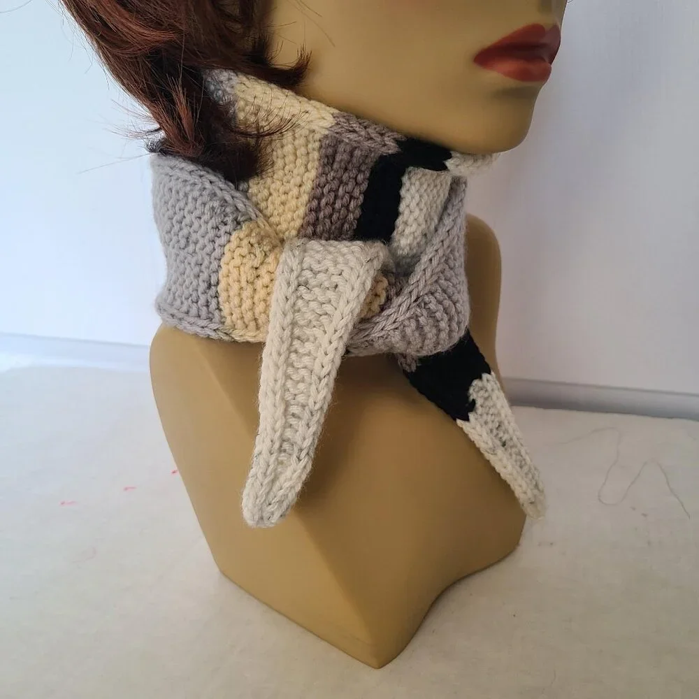 Sophie Scarf Classic Design Small Double Wrap Handmade Knitted Acrylic